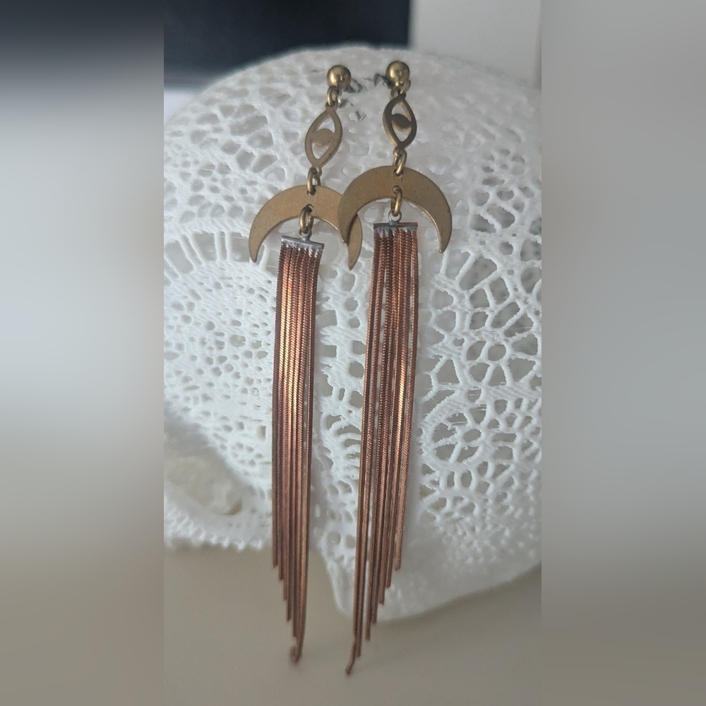 Elegant Gold and Copper Dangle Earrings